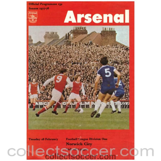1978 Arsenal v Norwich City Football Programme - Collect Soccer