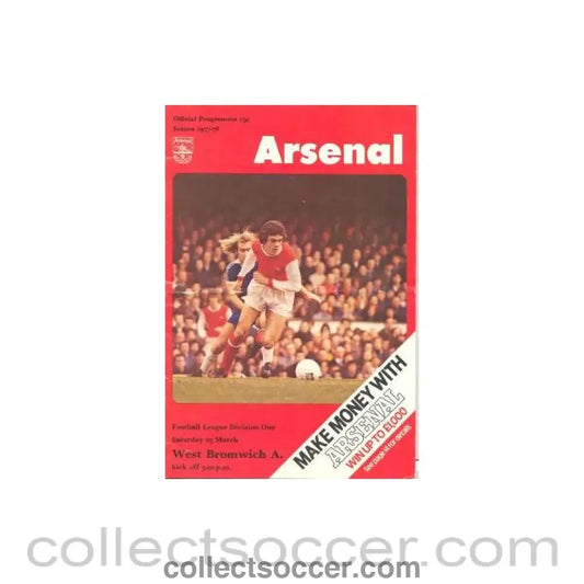 1978 - Arsenal v West Bromwich Albion official programme 25/03/1978 Football League