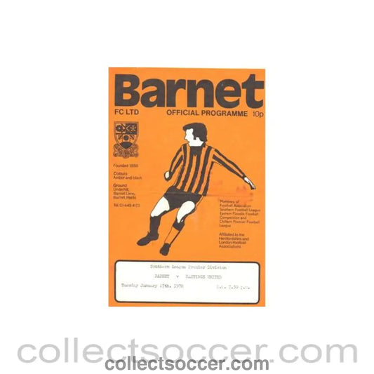 1978 - Barnet v Hastings United official programme 17/01/1978 Southern League Premier Division