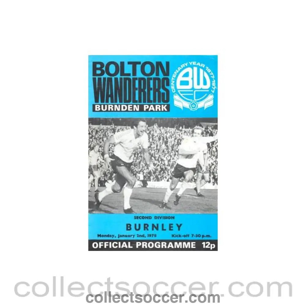 1978 - Bolton Wanderers v Burnley official programme 02/01/1978 Football League - Collect Soccer