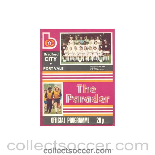 1978 - Bradford City v Port Vale official programme 25/11/1978 F.A. Cup - Collect Soccer