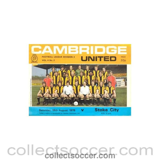 1978 - Cambridge United v Stoke City official programme 19/08/1978 Football League - Collect Soccer