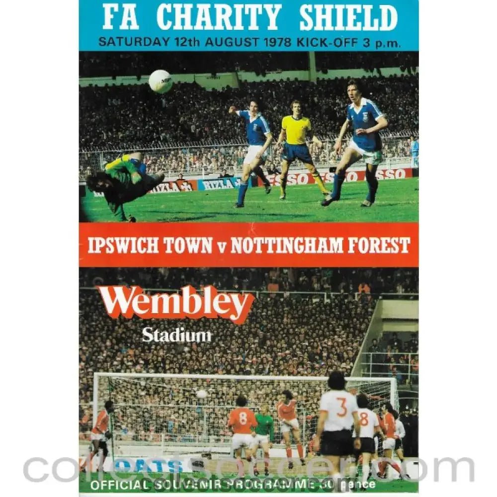1978 Charity Shield Official Programme Ipswich Town v Nottingham Forest - Collect Soccer