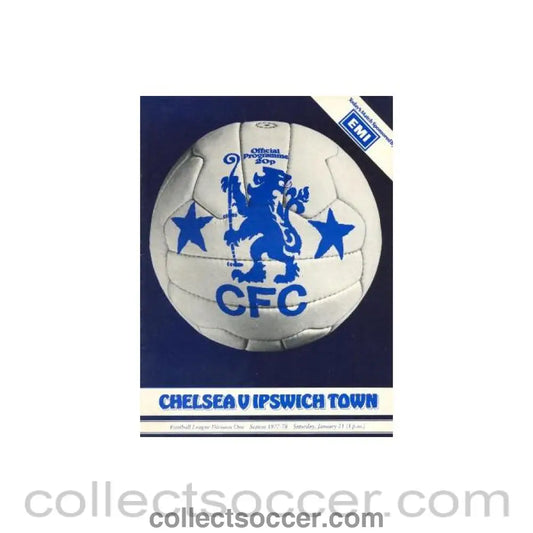 1978 - Chelsea v Ipswich Town official programme 21/01/1978