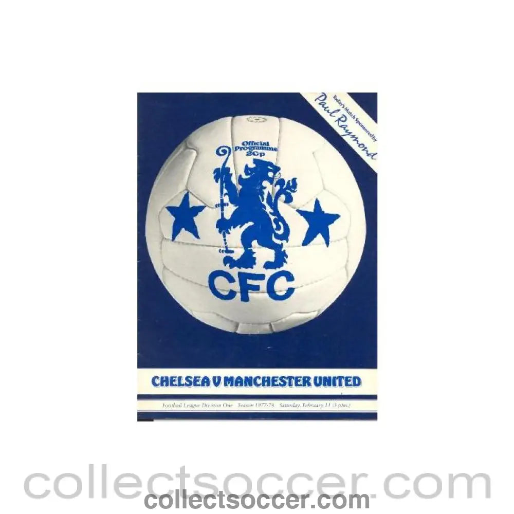 1978 - Chelsea v Manchester United official programme 11/02/1978