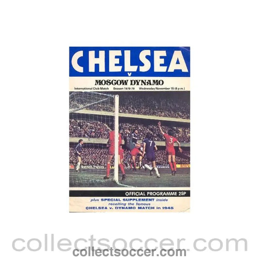 1978 - Chelsea v Moscow Dynamo official programme 15/11/1978