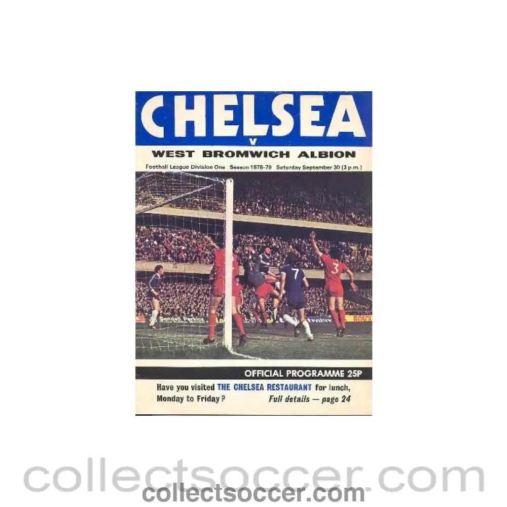 1978 - Chelsea v West Bromwich Albion official programme 30/09/1978 - Collect Soccer