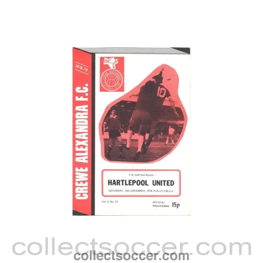 1978 - Crewe Alexandra v Hartlepool United official programme 16/12/1978 F.A. Cup - Collect Soccer