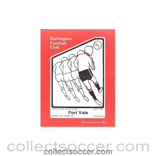 1978 - Darlington v Port Vale official programe 28/10/1978 Football League - Collect Soccer