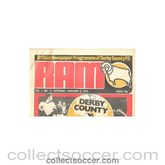 1978 - Derby County v Chelsea official programme 04/02/1978