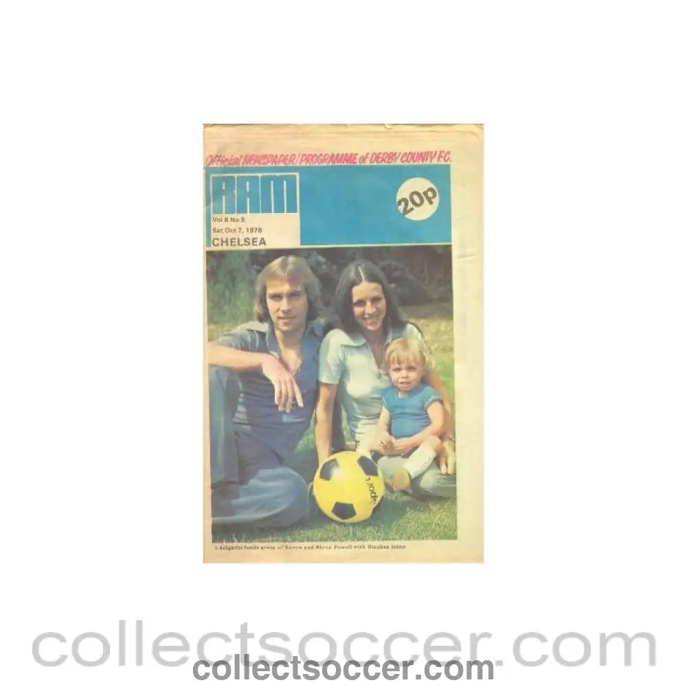 1978 - Derby County vChelsea official progremme 07/10/1978 newspaper