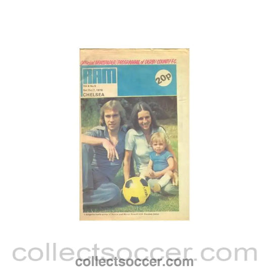 1978 - Derby County vChelsea official progremme 07/10/1978 newspaper