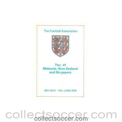 1978 - England Tour of Malaysia New Zealand and Singapore brochure 28th May to 19 June 1978