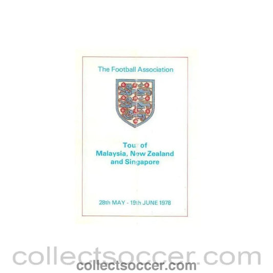 1978 - England Tour of Malaysia, New Zealand and Singapore brochure 28th May to 19 June 1978 - Collect Soccer