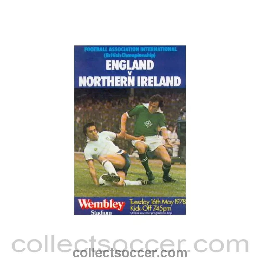 1978 England V Northern Ireland Programme 16/05/1978 - Collect Soccer