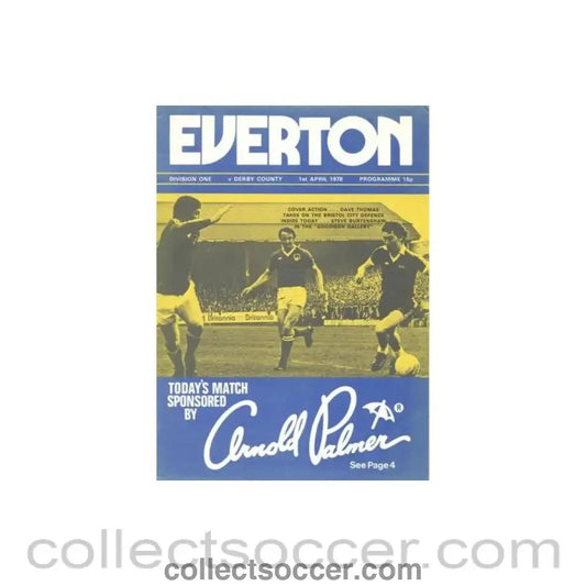 1978 - Everton v Derby County official programme 01/04/1978 Football League - Collect Soccer