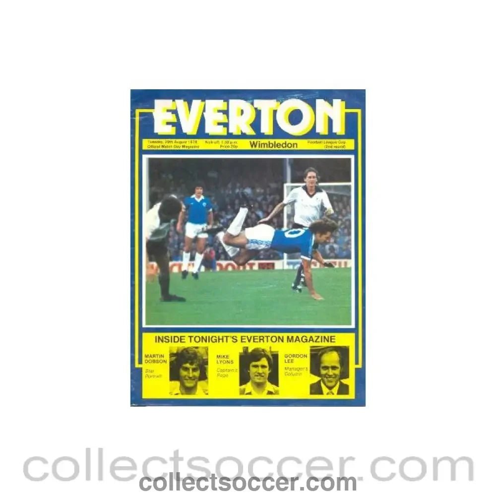 1978 - Everton v Wimbledon official programme 29/08/1978 Football League - Collect Soccer