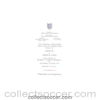 1978 F.A. Cup Final programme of arrangements Royal Box - Collect Soccer