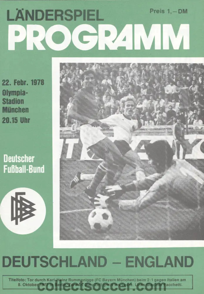 1978 Germany B v England B Official Programme