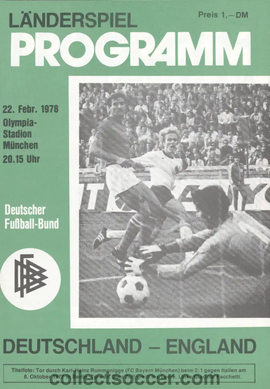 1978 Germany B v England B Official Programme