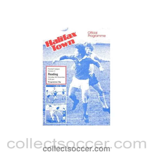 1978 - Halifax Town v Reading official programme 09/12/1978 Football League - Collect Soccer