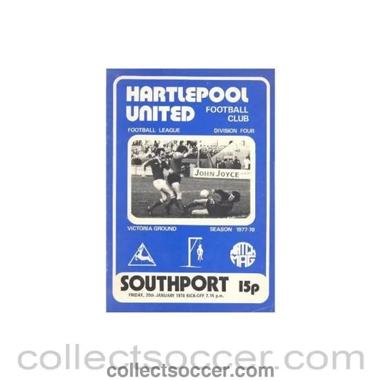 1978 - Hartlepool United v Southport official programme 20/01/1978 Football League - Collect Soccer