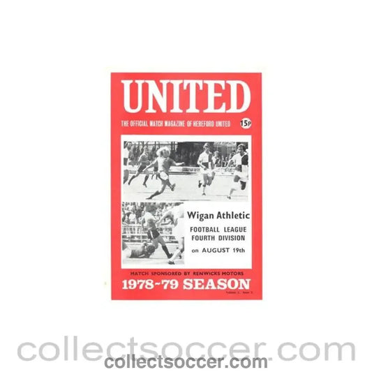 1978 - Hereford United v Wigan Athletic official programme 19/08/1978 Football League - Collect Soccer