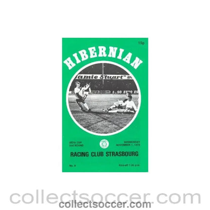 1978 - Hibernian v Racing Club Strasbourg official programme 01/11/1978 UEFA Cup - Collect Soccer