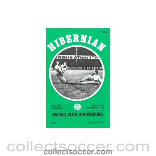 1978 - Hibernian v Racing Club Strasbourg official programme 01/11/1978 UEFA Cup - Collect Soccer