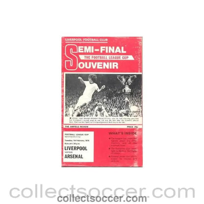 1978 - Liverpool v Arsenal official programme 07/02/1978 - Collect Soccer