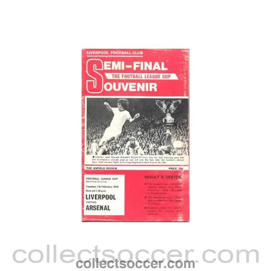 1978 - Liverpool v Arsenal official programme 07/02/1978 - Collect Soccer