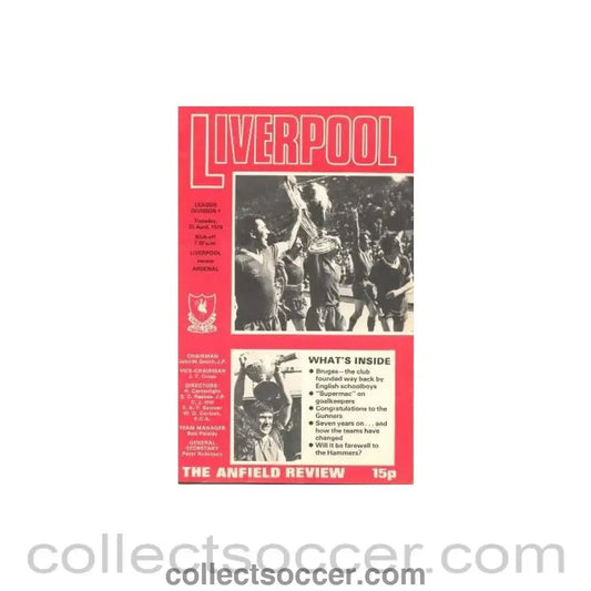 1978 - Liverpool v Arsenal official programme 25/04/1978 - Collect Soccer