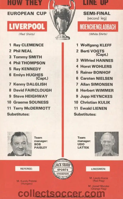 1978 - Liverpool v Borussia Monchengladbach European Cup Semi Final official programme 12/04/1978 - Collect Soccer