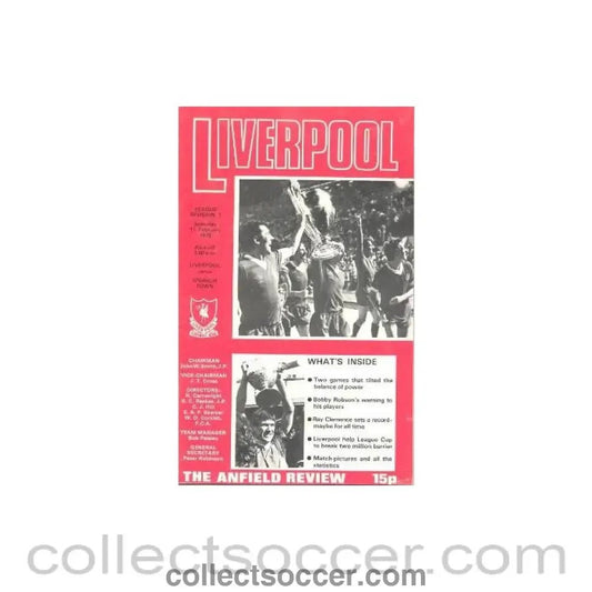 1978 - Liverpool v Ipswich Town official programme 11/02/1978 - Collect Soccer