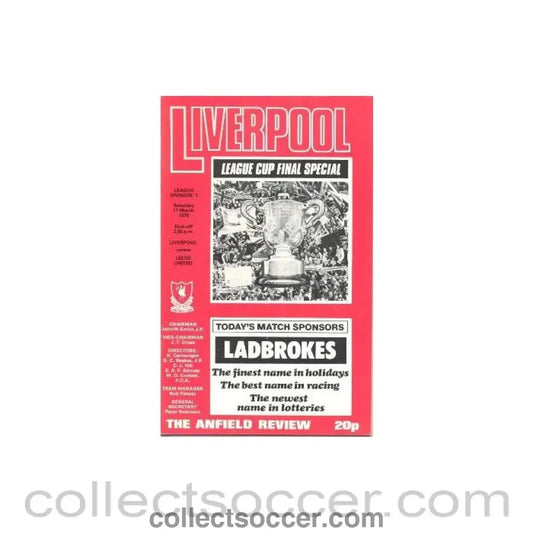1978 - Liverpool v Leeds United official programme 11/03/1978 - Collect Soccer