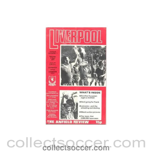 1978 - Liverpool v Leicester City official programme 08/04/1978 - Collect Soccer