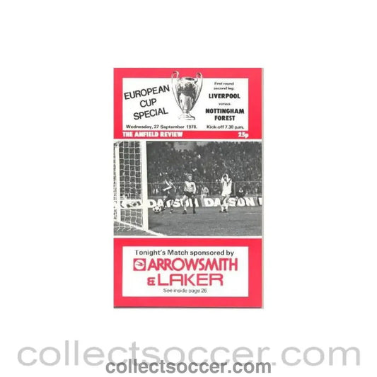 1978 - Liverpool v Nottingham Forest official programme 27/09/1978 European Cup, Liverpool Edition - Collect Soccer