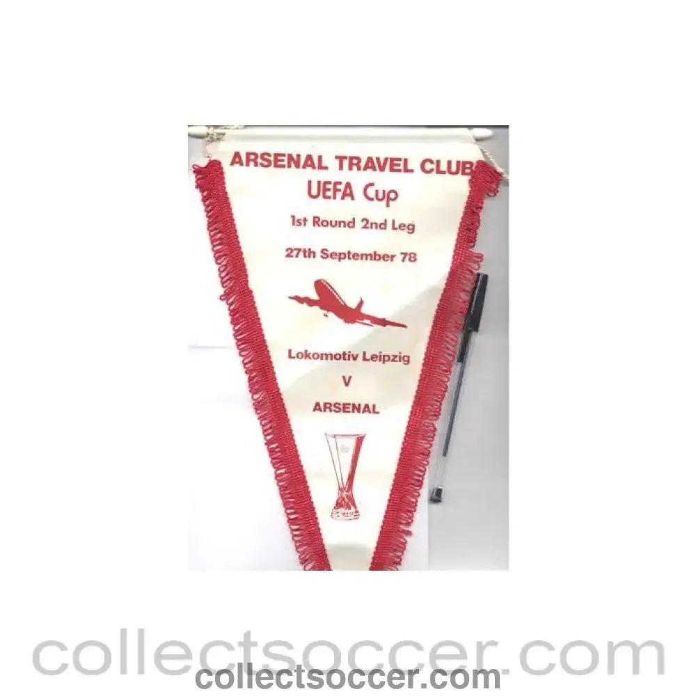 1978 - Lokomotiv Leipzig v Arsenal 27/09/1978 UEFA Cup pennant - Collect Soccer