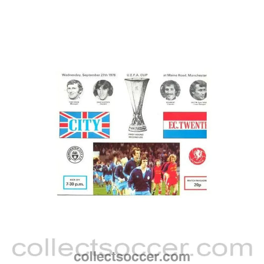 1978 - Manchester City v Twente official programme 27/09/1978 UEFA Cup - Collect Soccer