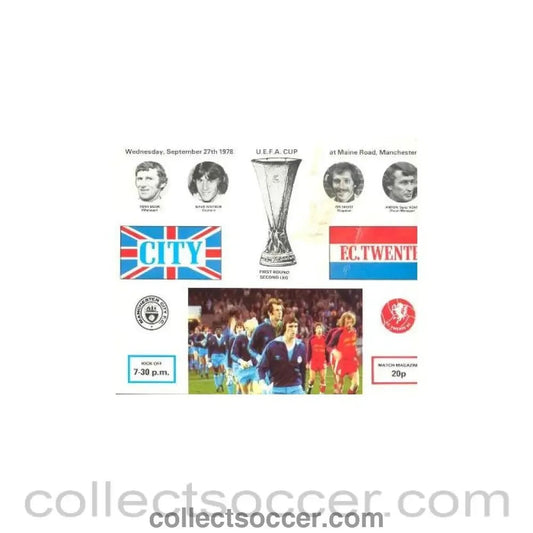 1978 - Manchester City v Twente official programme 27/09/1978 UEFA Cup, slightly damaged - Collect Soccer