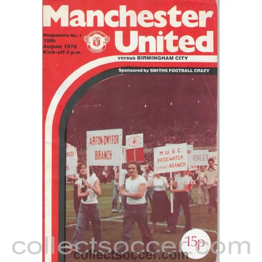 1978 - Manchester United v Birmingham City official programme 19/08/1978 - Collect Soccer