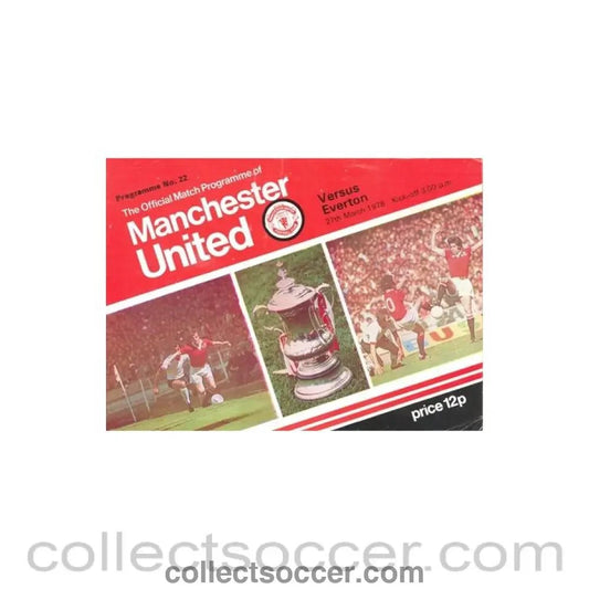 1978 - Manchester United v Everton official programme 27/03/1978 - Collect Soccer