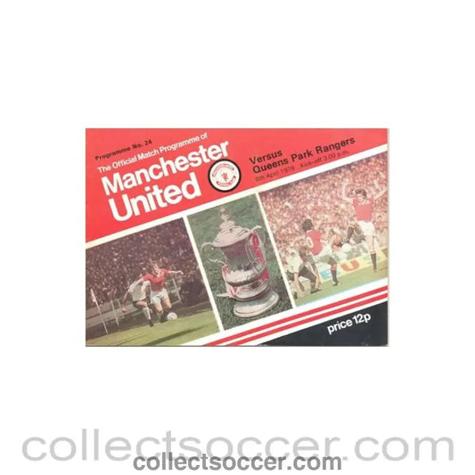 1978 - Manchester United v Queen's Park Rangers official programme 08/04/1978 token cut - Collect Soccer