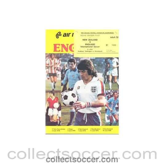 1978 New Zealand v England official programme 14/06/1978 with ticket, in New Zealand - Collect Soccer