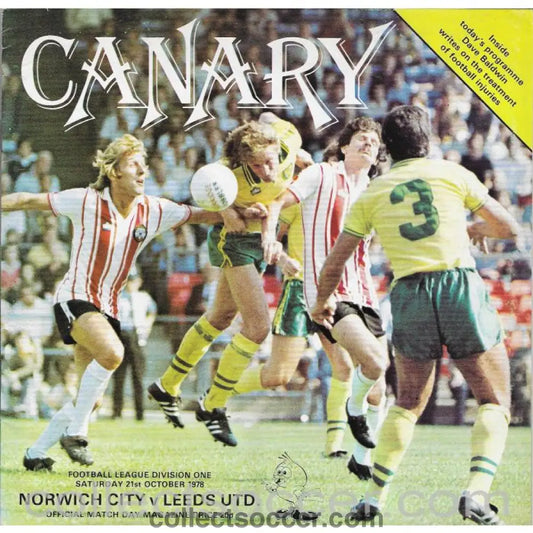 1978 Norwich City v Leeds United Football Programme - Collect Soccer