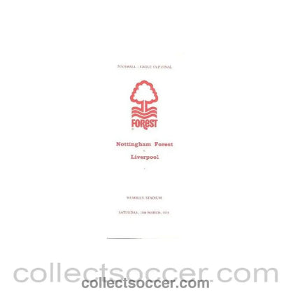 1978 - Nottingham Forest v Liverpool menu and arrangements 18/03/1978 - Collect Soccer