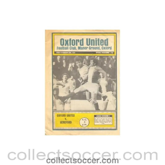 1978 - Oxford United v Hereford official programme 25/02/1978 - Collect Soccer