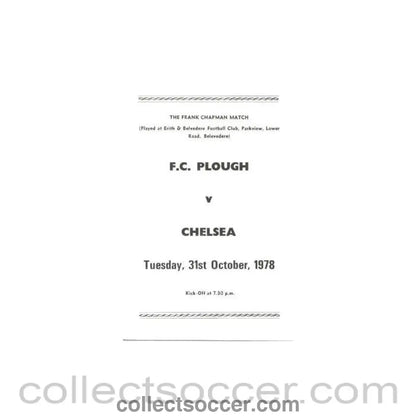 1978 - Plough vChelsea official programme 31/10/1978 - Collect Soccer
