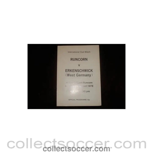 1978 - Runcorn v Erkenschwick, West Germany official programme 07/08/1978, Semi-Professional International - Collect Soccer