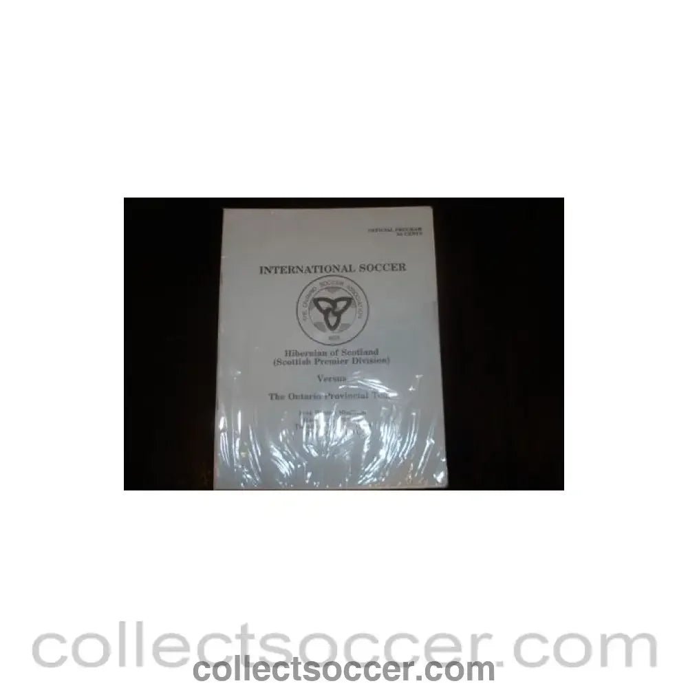 1978 - The Ontario Provincial Team v Hibernian official programme 16/05/1978 - Collect Soccer